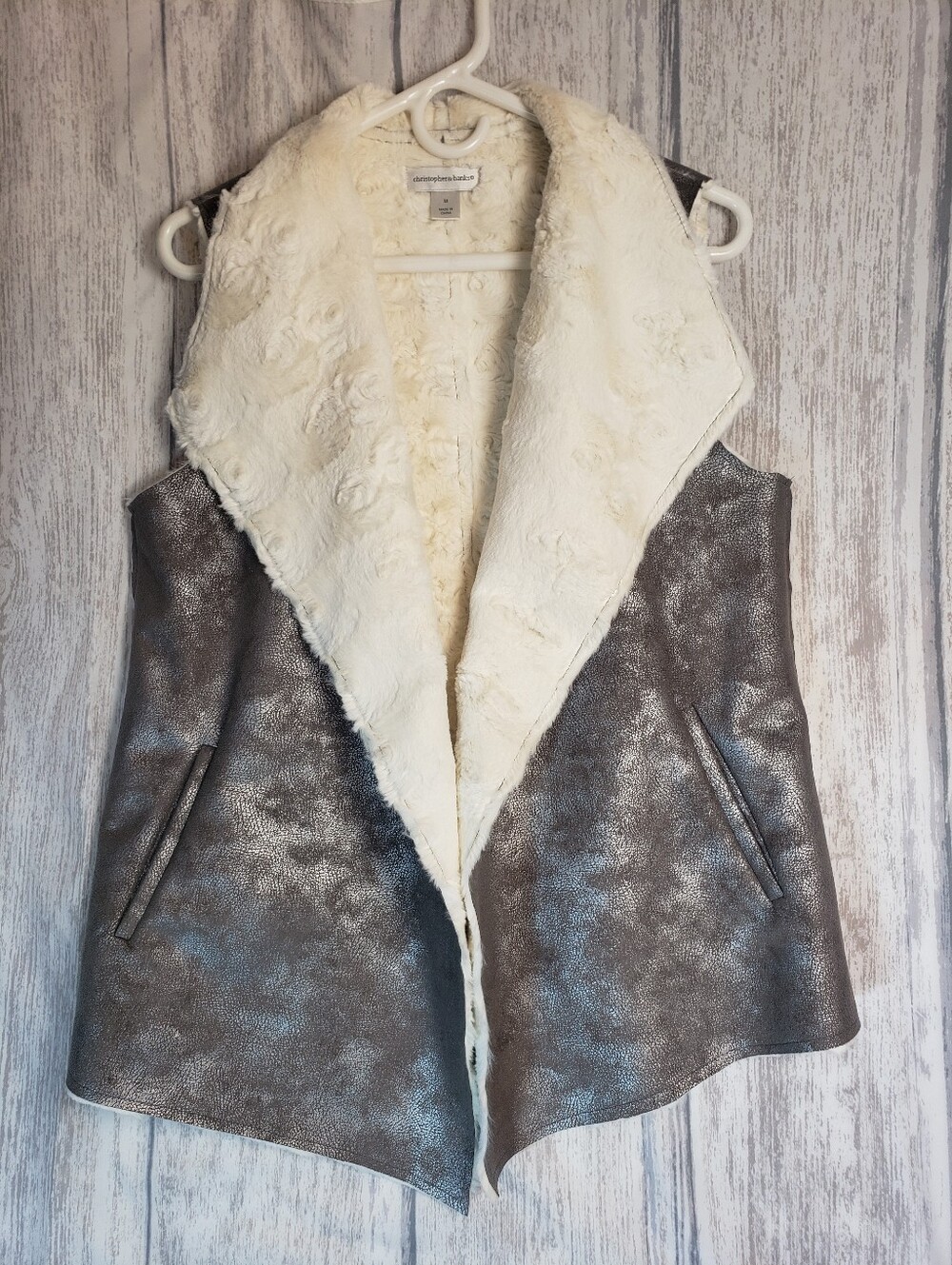 Christopher & Banks Cupcakes & Cashmere metallic silver faux suede vest Medium